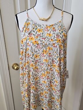 DIP BRAND WOMEN'S PLUS SIZE YELLOW FLORAL SLEEVELESS SUMMER TANK TOP SIZE 3X